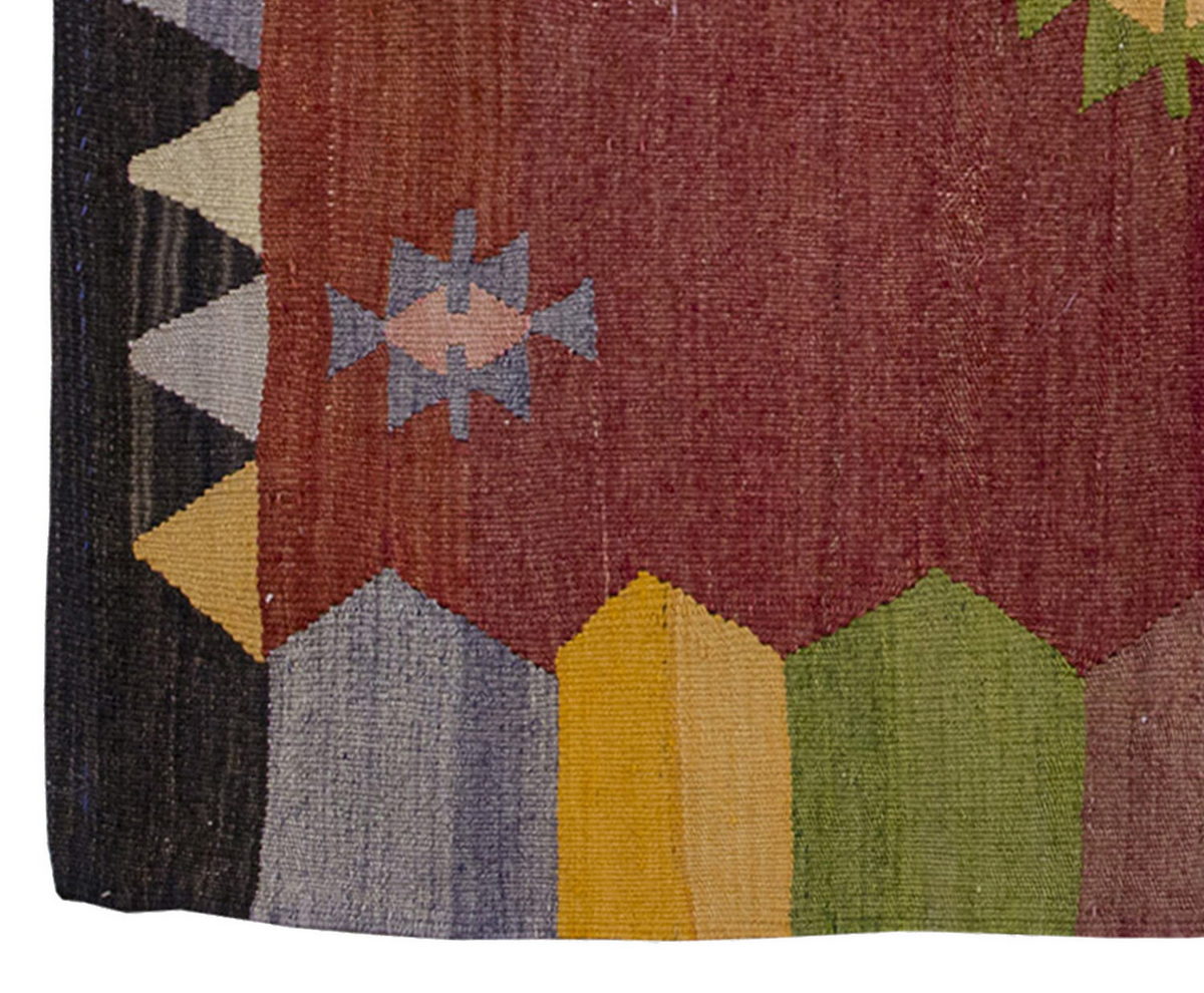 Vintage Kilim Rug,west Part of Turkey Kilim 3'5" x 3'5" feet 104 x 105 cm