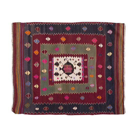 Vintage Kilim Rug,Balıkesir Kilim 3'5" x 3'9" feet 103 x 114 cm