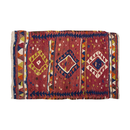 Vintage Kilim Rug, Nomadic Kilim 3'5" x 4'2" feet 105 x 127 cm
