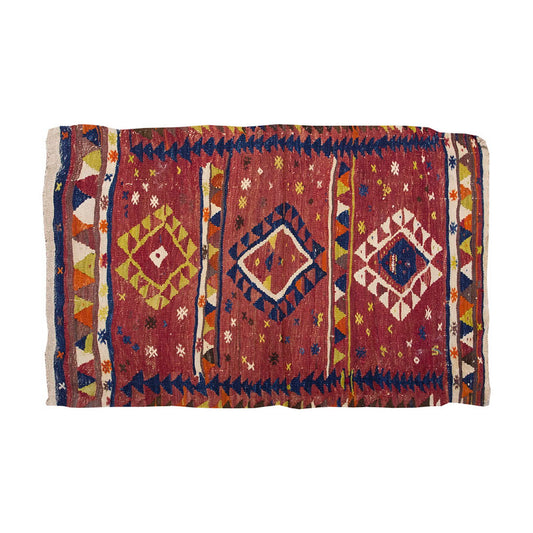 Vintage Kilim Rug, Nomadic Kilim 3'5" x 4'2" feet 105 x 127 cm