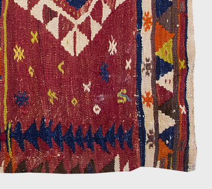 Vintage Kilim Rug, Nomadic Kilim 3'5" x 4'2" feet 105 x 127 cm