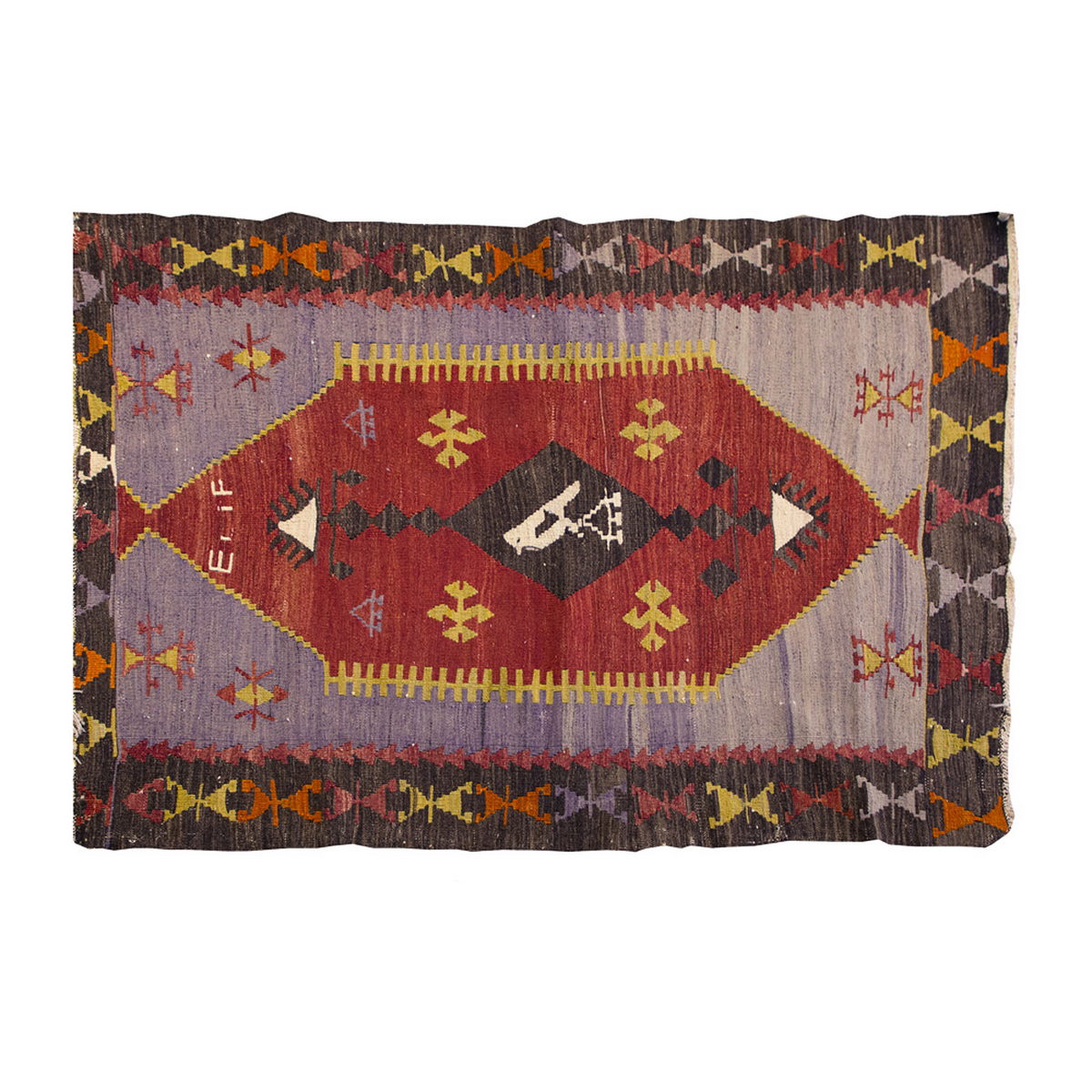 Vintage Kilim Rug,Emirdağ Kilim 3'5" x 5" feet 105 x 154 cm