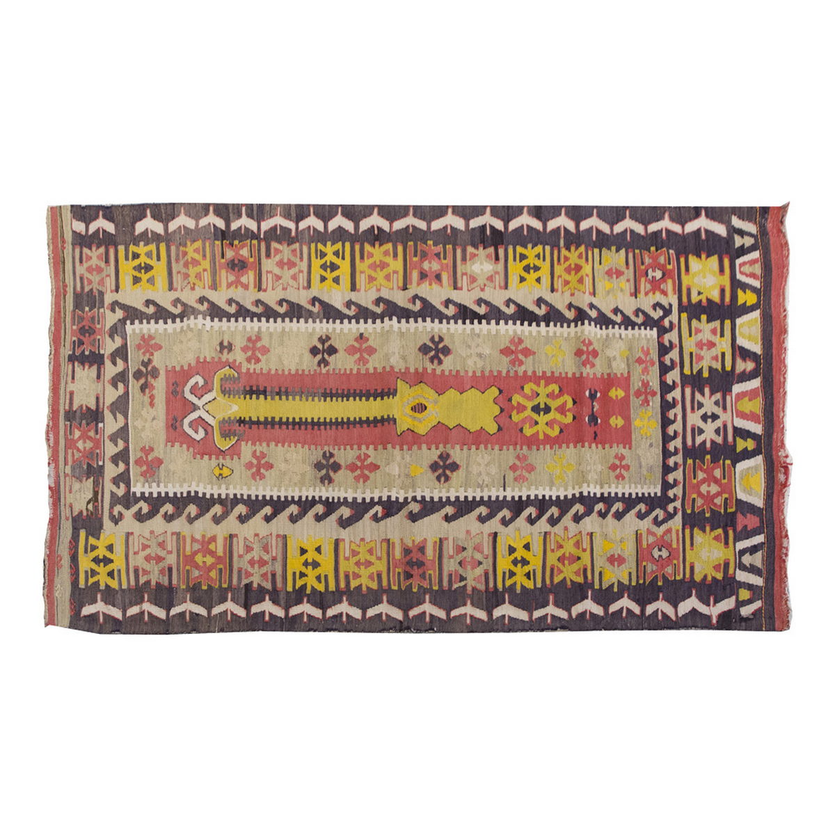 Vintage Kilim Rug,Konya Kilim 3'5" x 5'4" feet 103 x 163 cm