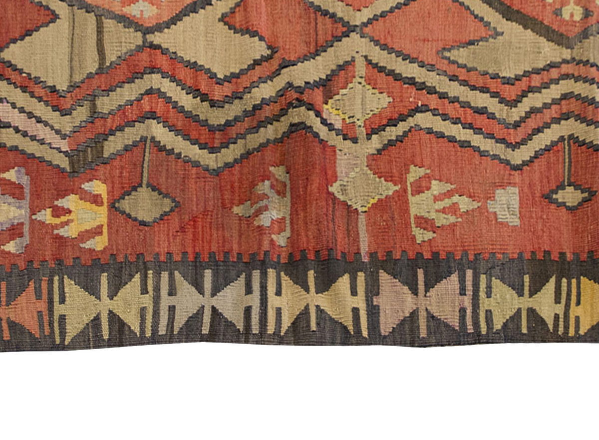 Vintage Kilim Rug,Kayseri Kilim 3'5" x 6'7" feet 105 x 201 cm
