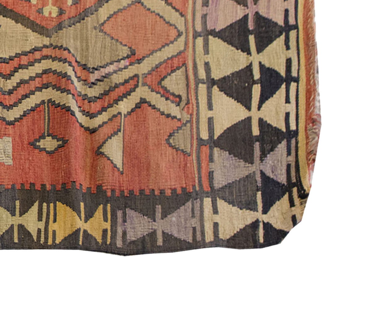 Vintage Kilim Rug,Kayseri Kilim 3'5" x 6'7" feet 105 x 201 cm