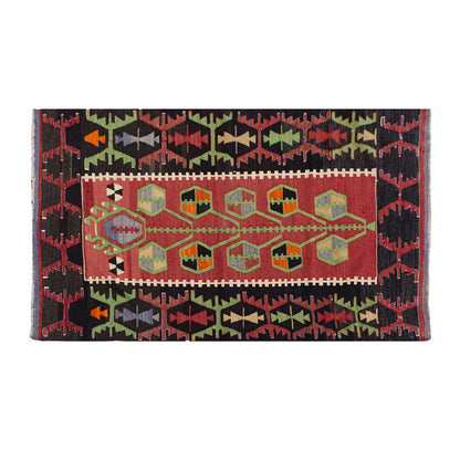 Vintage Kilim Rug,Denizli Kilim 3'6" x 5'3" feet 107 x 160 cm