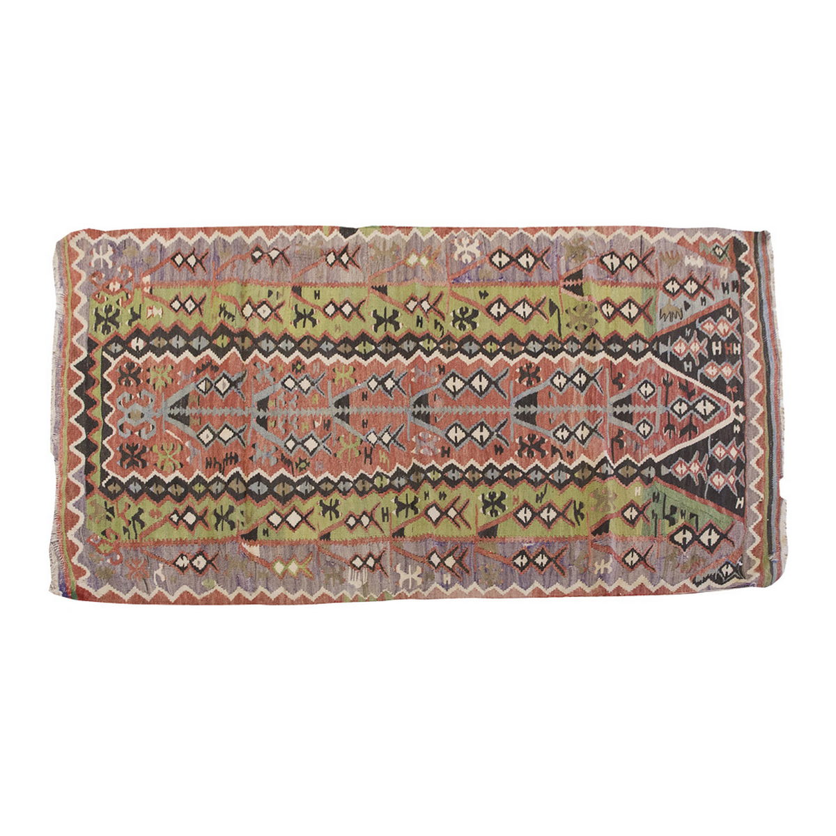 Vintage Kilim Rug,Denizli Kilim 3'6" x 5'6" feet 107 x 167 cm