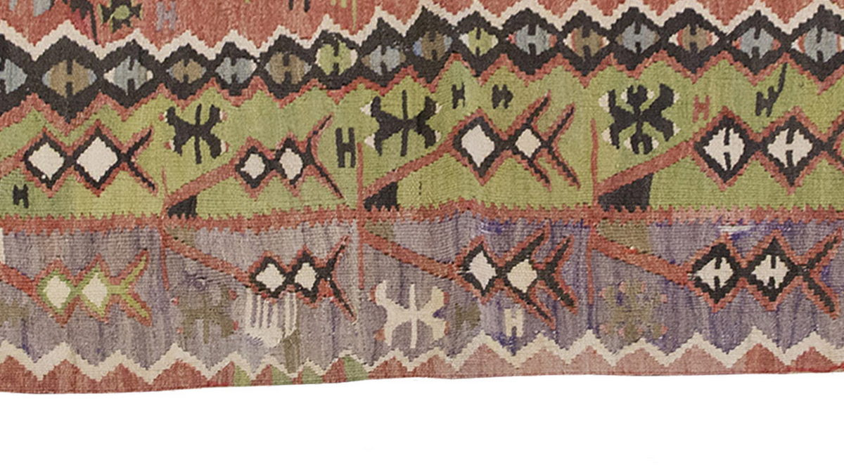 Vintage Kilim Rug,Denizli Kilim 3'6" x 5'6" feet 107 x 167 cm