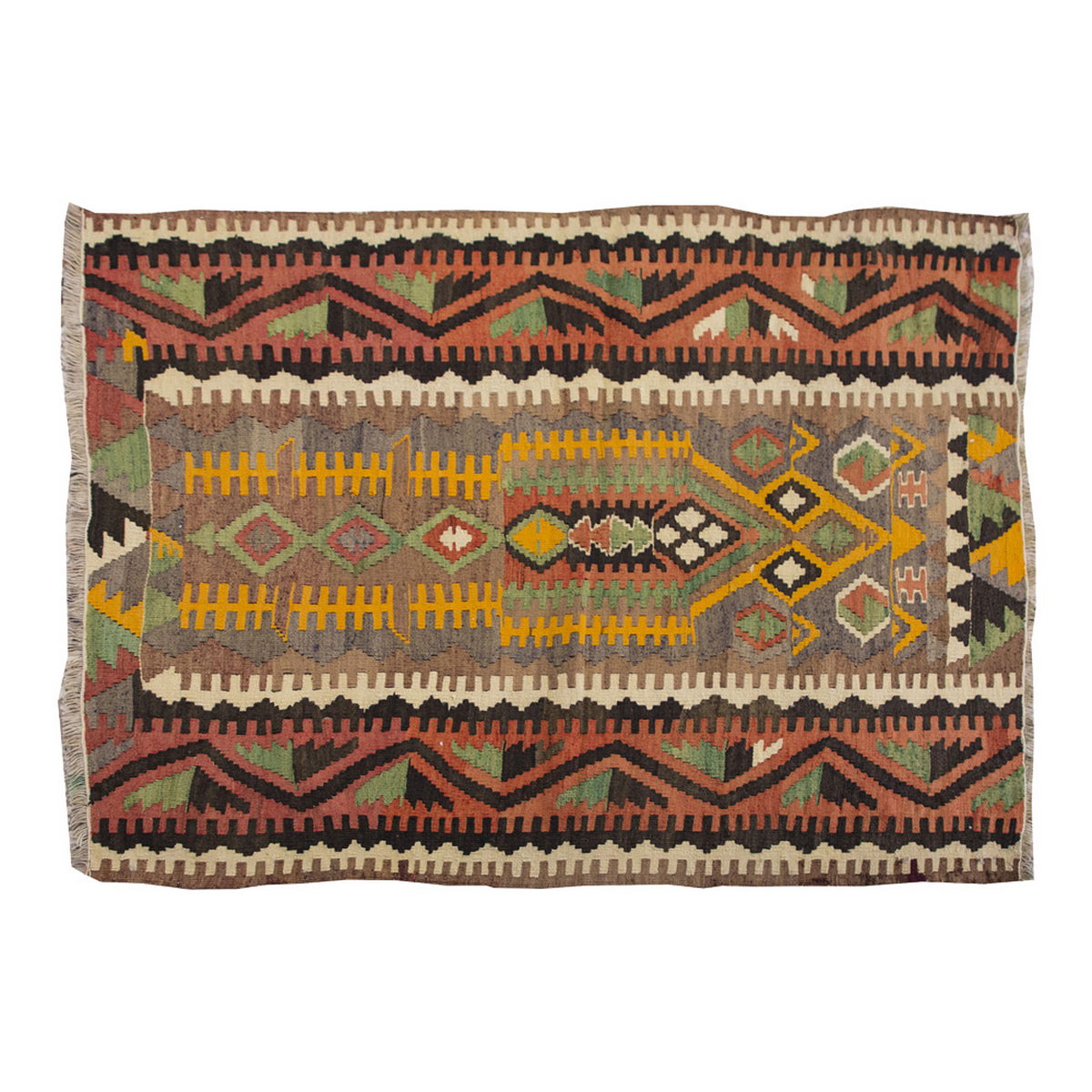 Vintage Kilim Rug,Sivrihisar Kilim 3'7" x 4'5" feet 108 x 135 cm