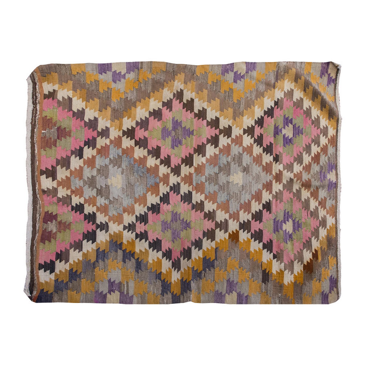 Vintage Kilim Rug,Konya Kilim 3'7" x 4'6" feet 110 x 138 cm