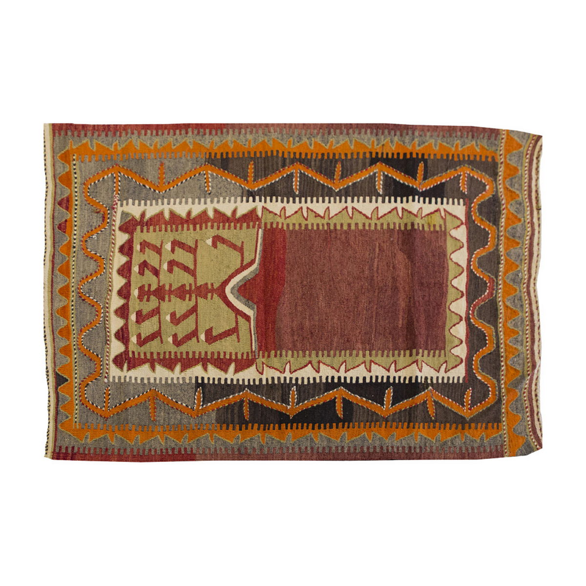 Vintage Kilim Rug,Konya Kilim 3'7" x 5'9" feet 110 x 175 cm