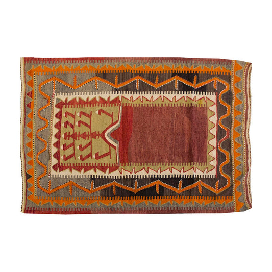 Vintage Kilim Rug,Konya Kilim 3'7" x 5'9" feet 110 x 175 cm