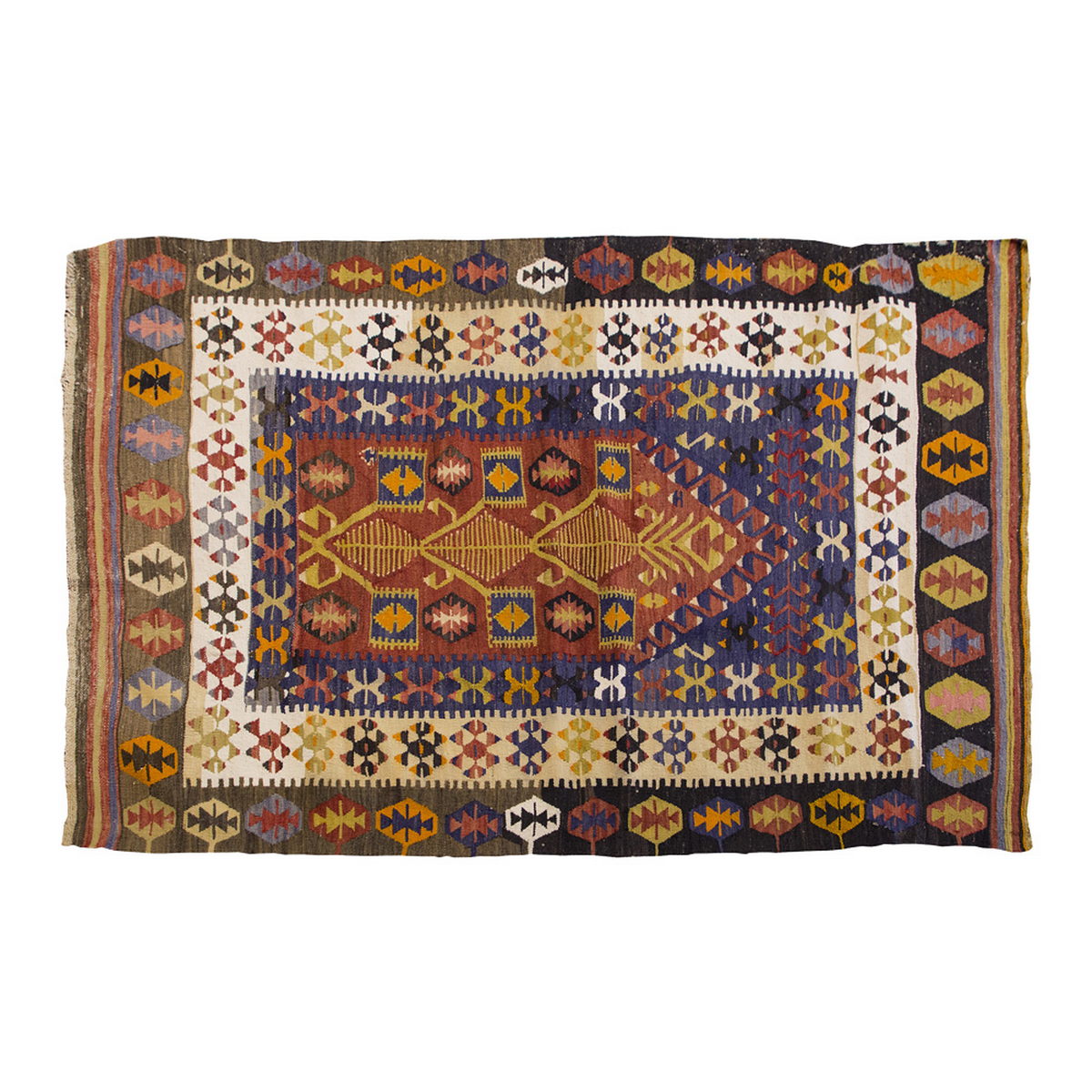 Vintage Kilim Rug,Konya Kilim 3'8" x 5'1" feet 111 x 156 cm