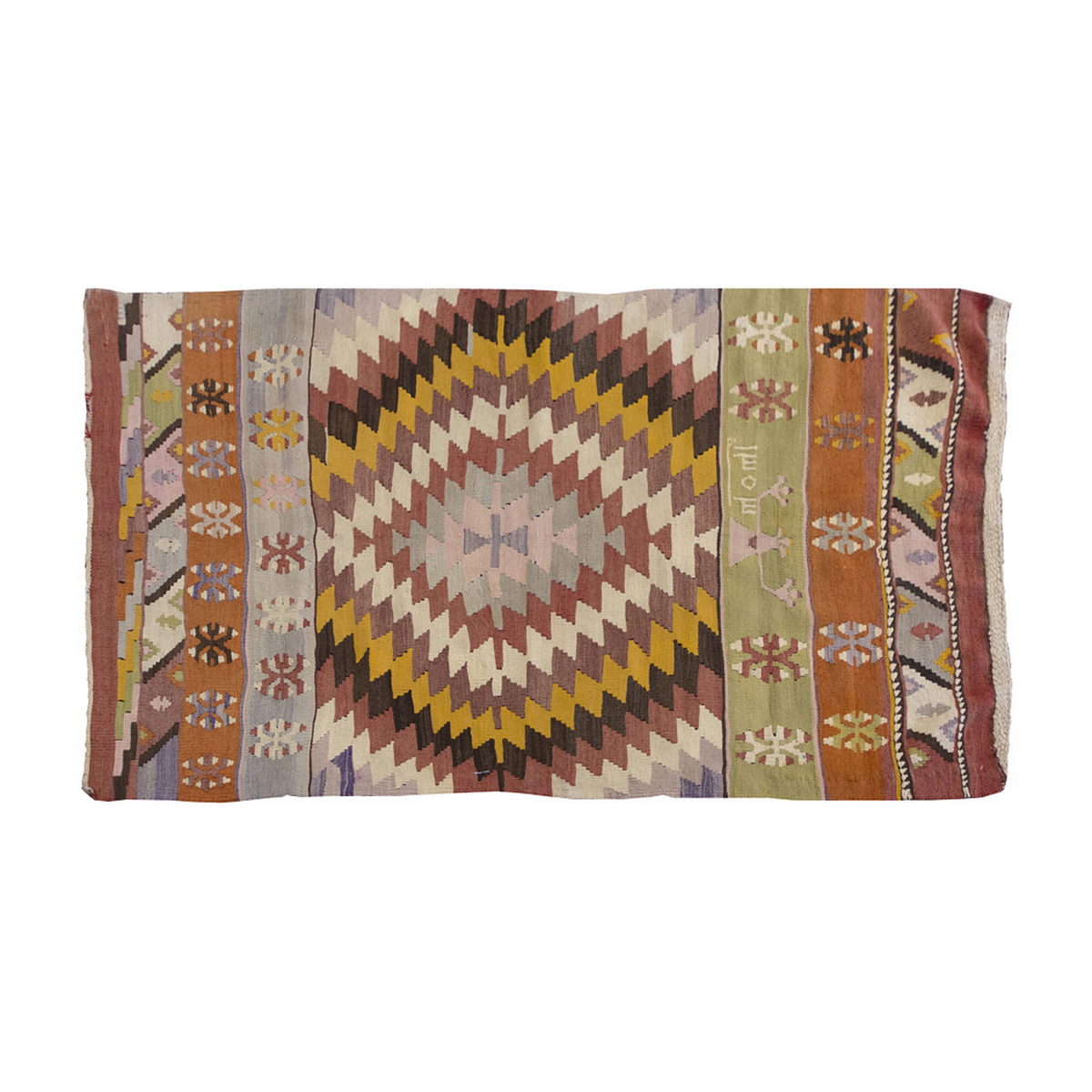 Vintage Oushak Kilim Rug, Oushak Area Kilim 3'9" x 5'9" feet 114 x 175 cm