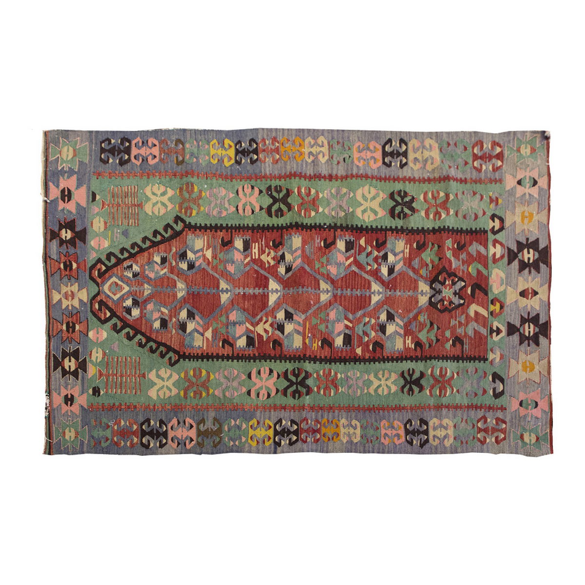 Vintage Kilim Rug,Denizli Kilim 4" x 5'3" feet 119 x 159 cm