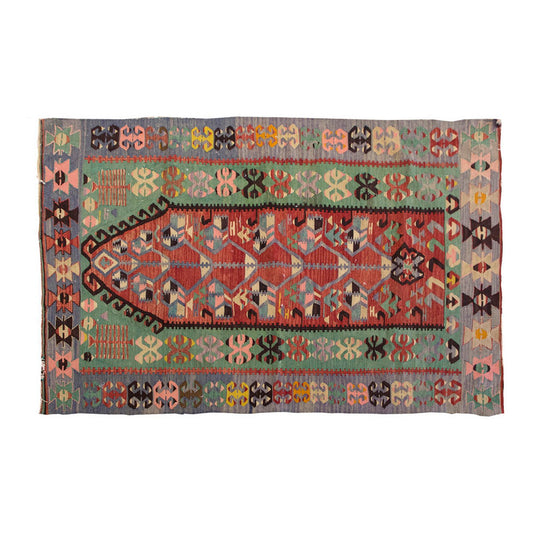 Vintage Kilim Rug,Denizli Kilim 4" x 5'3" feet 119 x 159 cm