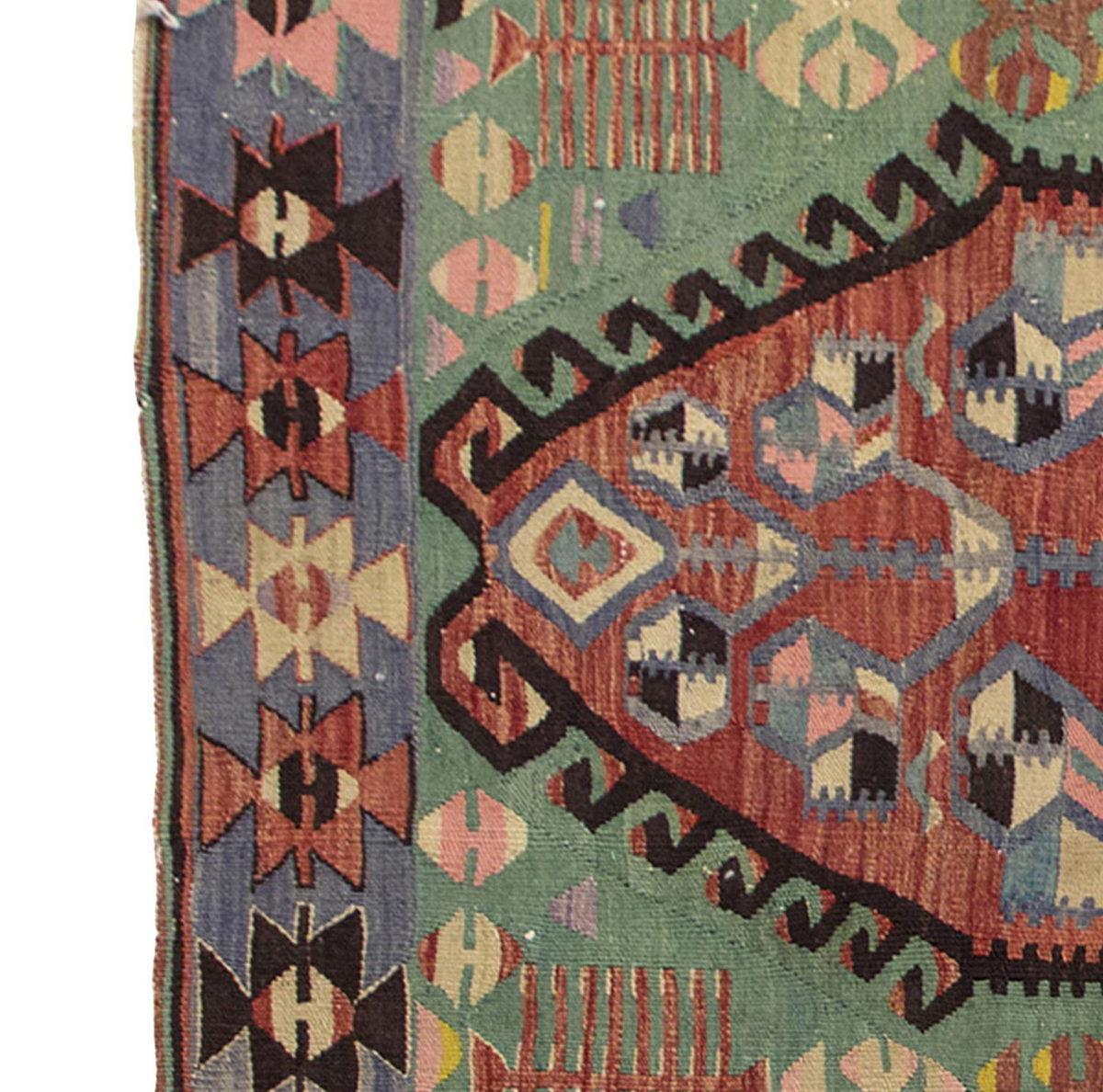 Vintage Kilim Rug,Denizli Kilim 4" x 5'3" feet 119 x 159 cm