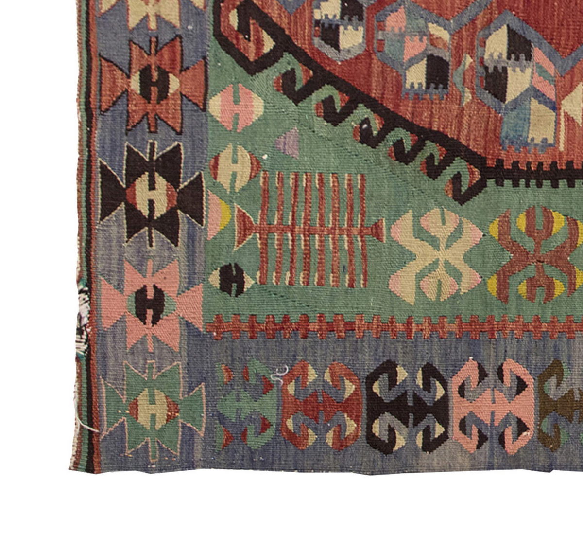 Vintage Kilim Rug,Denizli Kilim 4" x 5'3" feet 119 x 159 cm