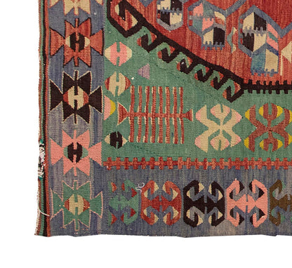 Vintage Kilim Rug,Denizli Kilim 4" x 5'3" feet 119 x 159 cm