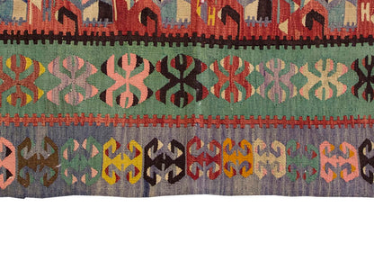 Vintage Kilim Rug,Denizli Kilim 4" x 5'3" feet 119 x 159 cm