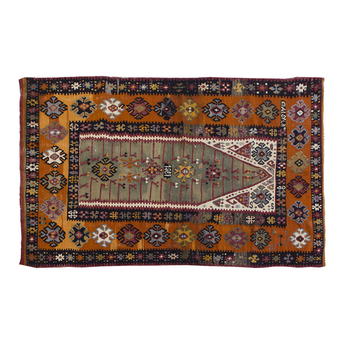 Vintage Kilim Rug,Bayburt Kilim 4" x 6'5" feet 120 x 192 cm