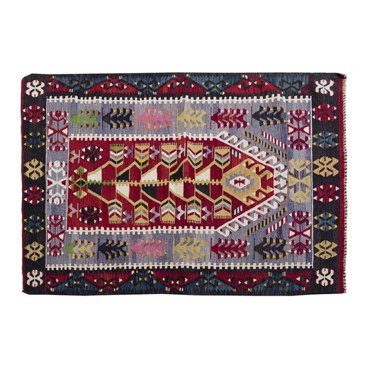 Vintage Denizli Kilim Rug, Oushak Area Kilim 4'1" x 5" feet 125 x 152 cm