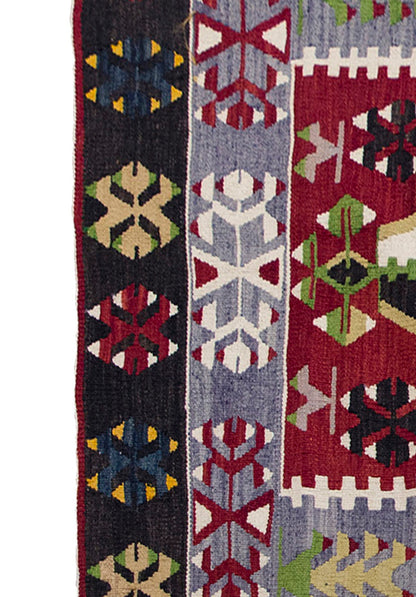 Vintage Denizli Kilim Rug, Oushak Area Kilim 4'1" x 5" feet 125 x 152 cm
