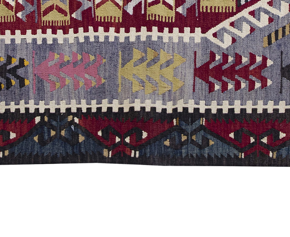 Vintage Denizli Kilim Rug, Oushak Area Kilim 4'1" x 5" feet 125 x 152 cm