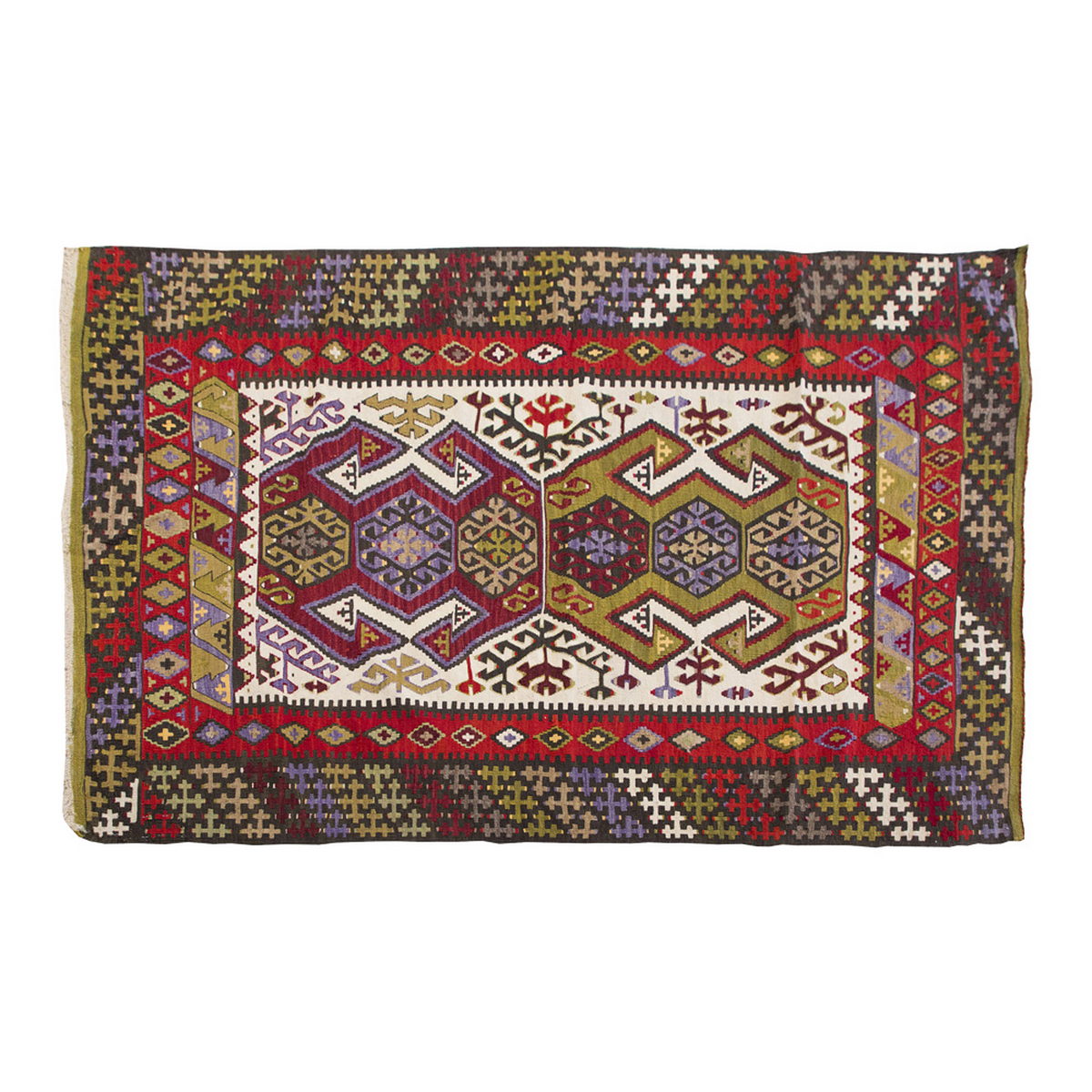 Vintage Kilim Rug,Konya Hotamış Kilim 4'3" x 6'2" feet 129 x 188 cm