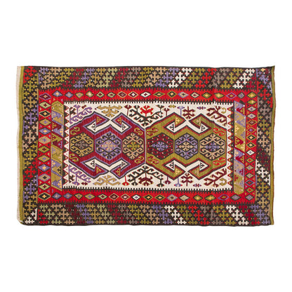 Vintage Kilim Rug,Konya Hotamış Kilim 4'3" x 6'2" feet 129 x 188 cm