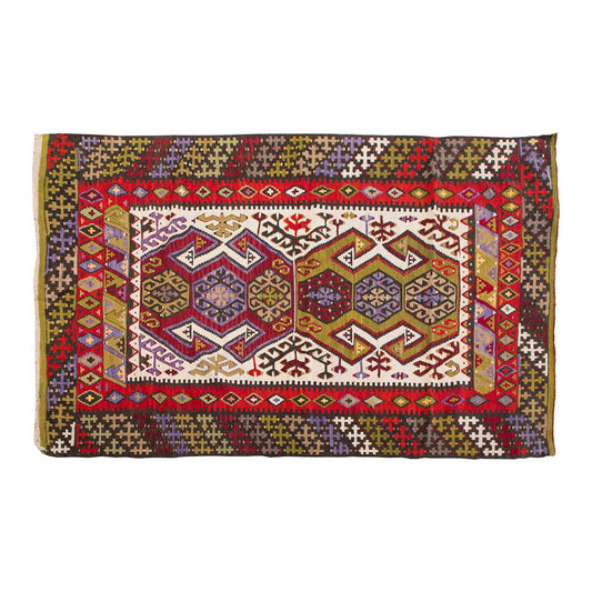 Vintage Kilim Rug,Konya Hotamış Kilim 4'3" x 6'2" feet 129 x 188 cm