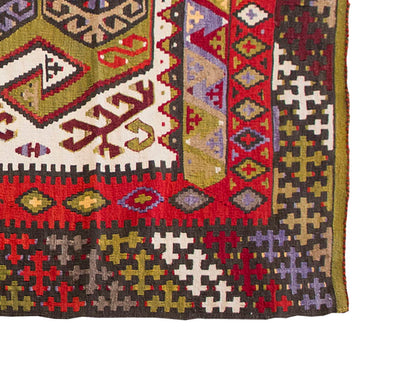 Vintage Kilim Rug,Konya Hotamış Kilim 4'3" x 6'2" feet 129 x 188 cm