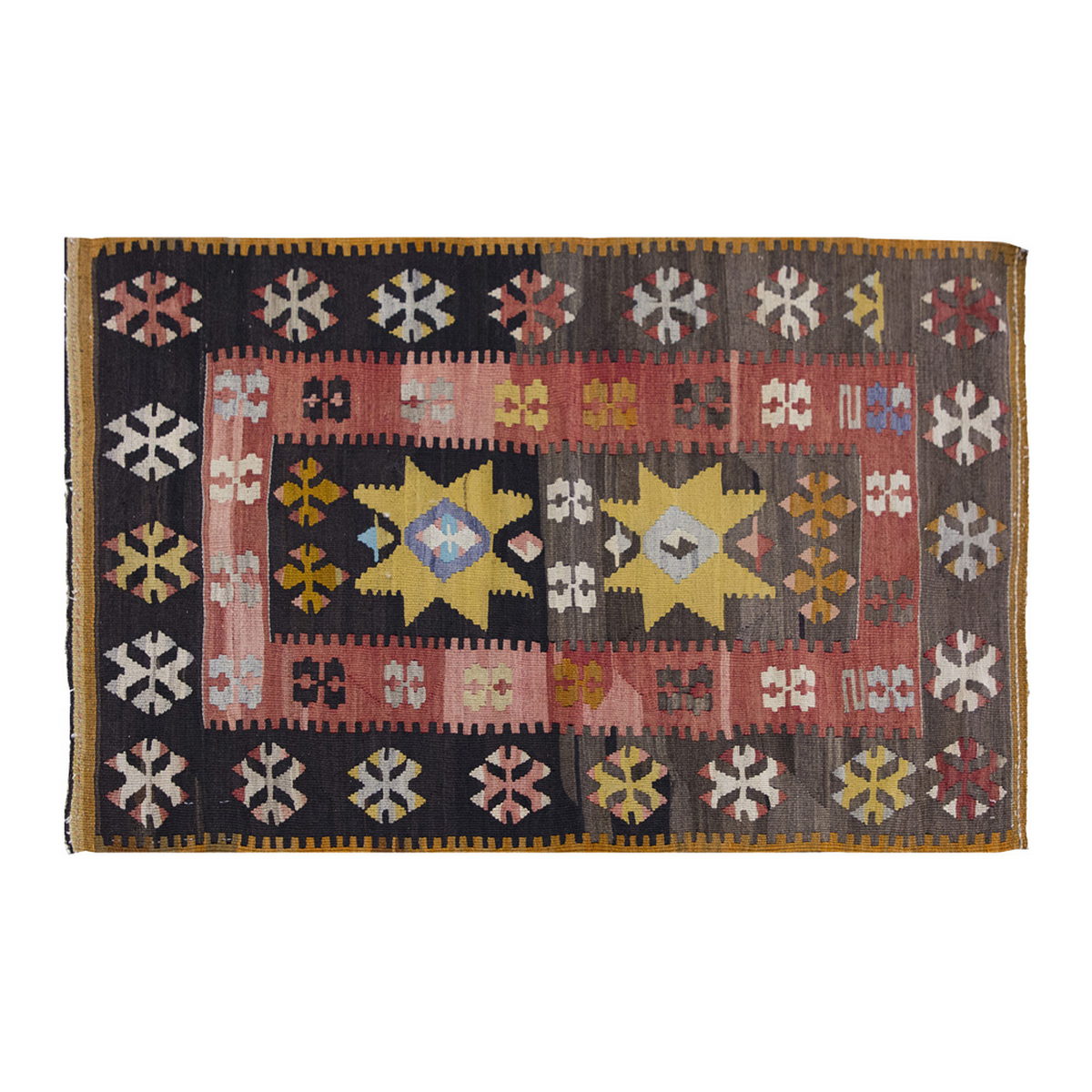 Vintage Kayseri Kilim Rug, Central Turkey Kilim 2'5" x 3'9" feet 73 x 115 cm