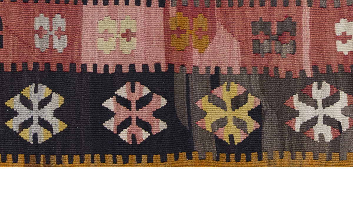 Vintage Kayseri Kilim Rug, Central Turkey Kilim 2'5" x 3'9" feet 73 x 115 cm
