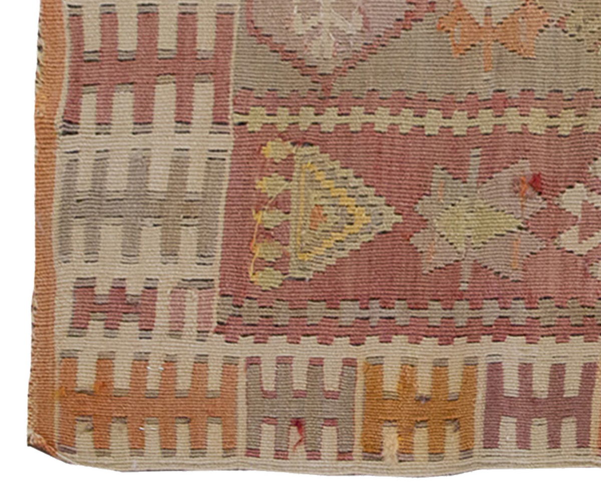 Vintage Kilim Rug,Kırşehir Kilim 2" x 4'3" feet 63 x 130 cm