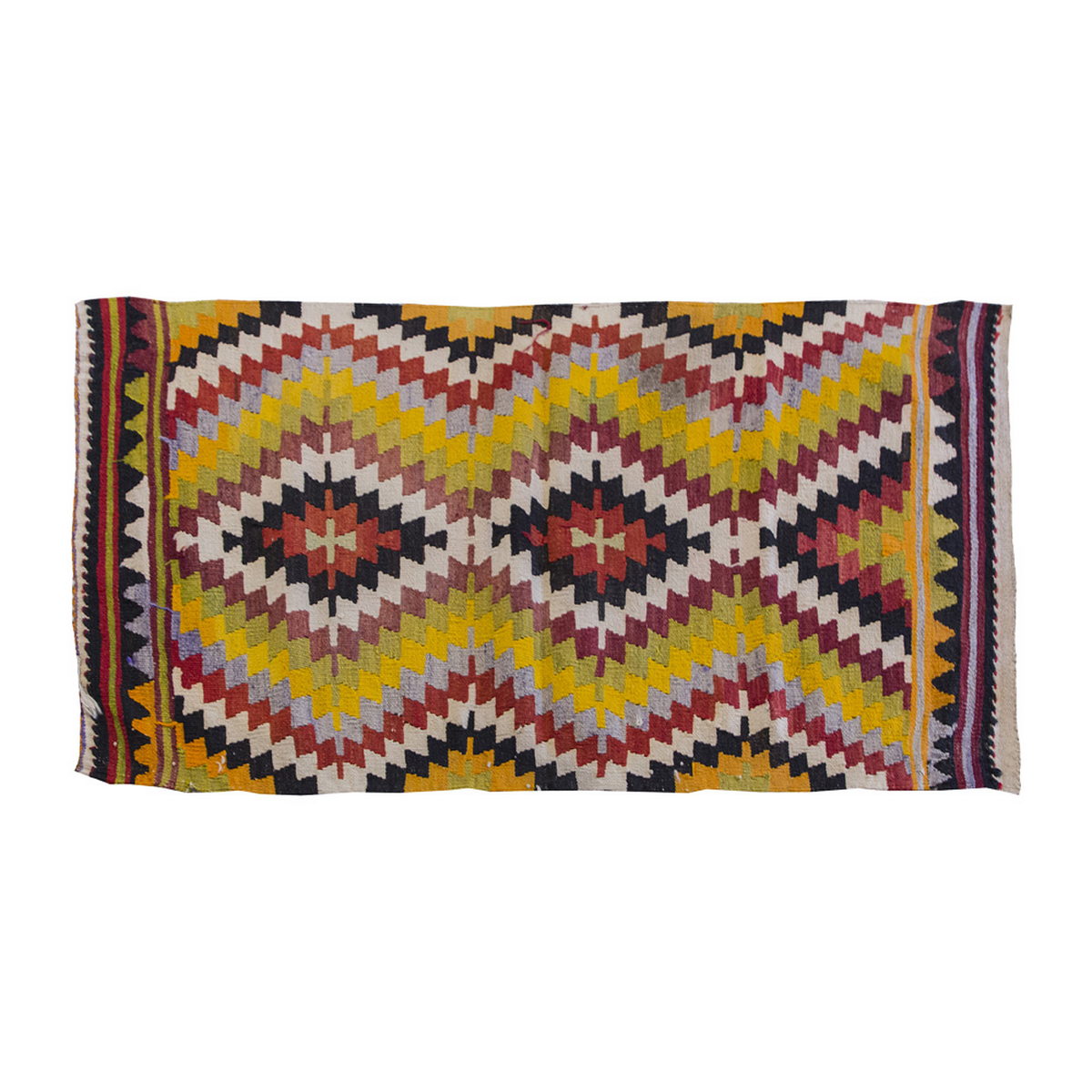 Vintage Kilim Rug,Denizli Kilim 2'4" x 4'3" feet 71 x 130 cm