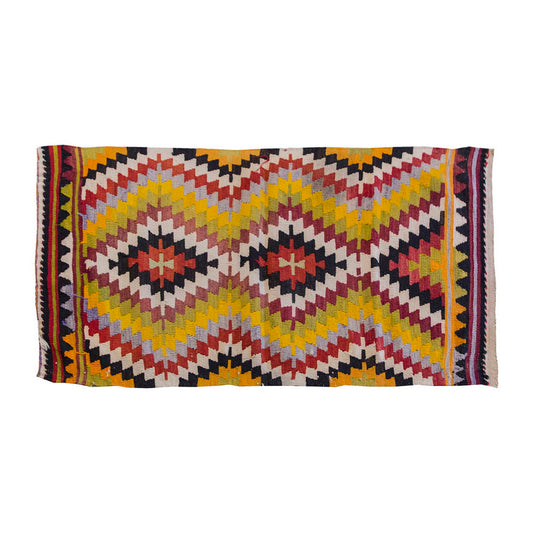 Vintage Kilim Rug,Denizli Kilim 2'4" x 4'3" feet 71 x 130 cm