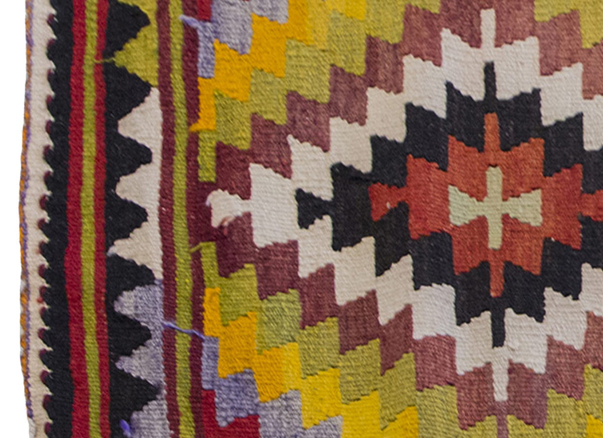 Vintage Kilim Rug,Denizli Kilim 2'4" x 4'3" feet 71 x 130 cm