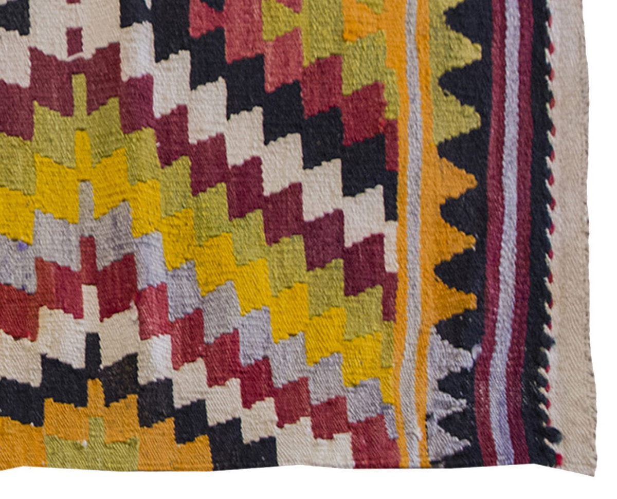 Vintage Kilim Rug,Denizli Kilim 2'4" x 4'3" feet 71 x 130 cm