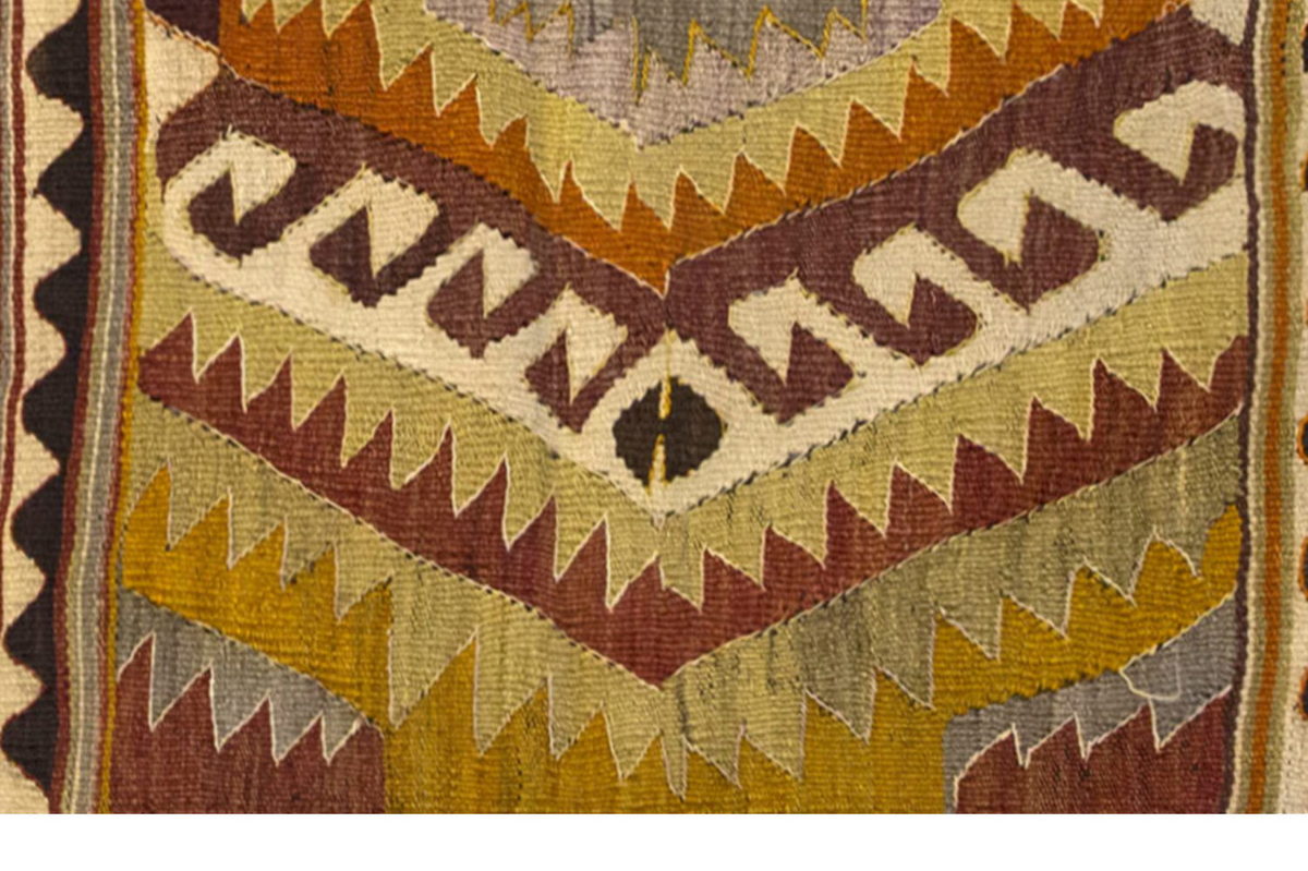 Vintage Kilim Rug,Denizli Kilim 2'4" x 4'5" feet 70 x 135 cm