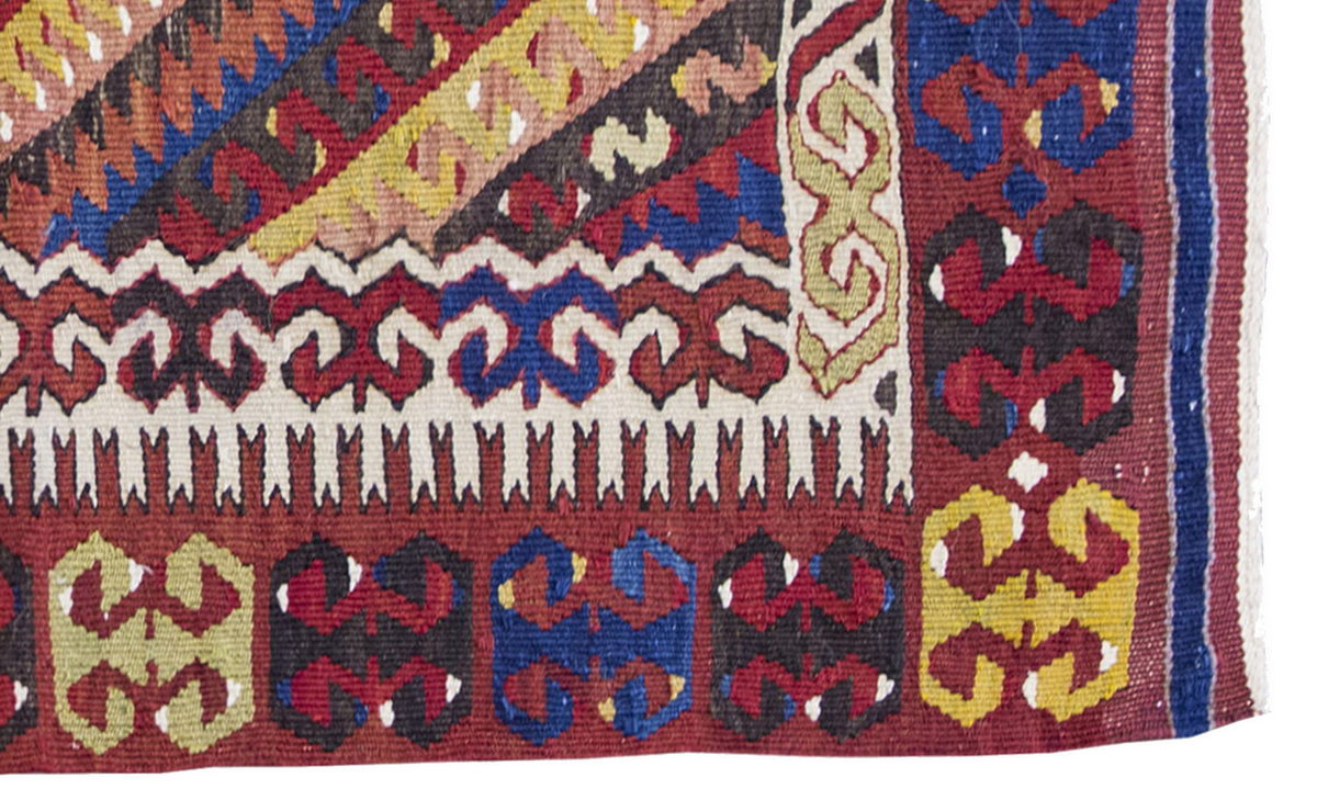 Vintage Fethiye Kilim Rug,Fethiye Kilim 2'6" x 3'7" feet 75 x 109 cm