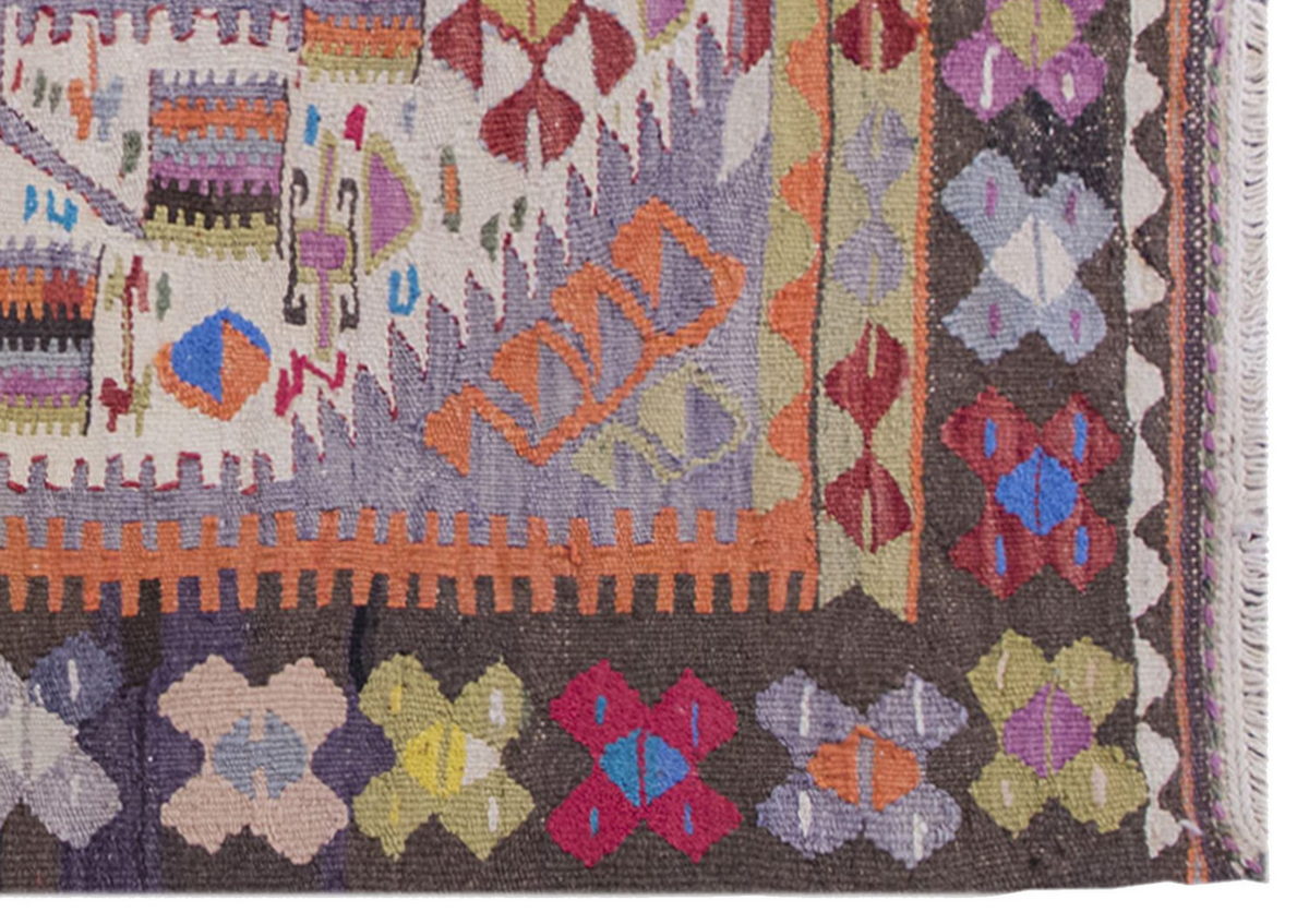 Vintage Kilim Rug,Denizli Eşme Kilim 2'6" x 4" feet 77 x 120 cm