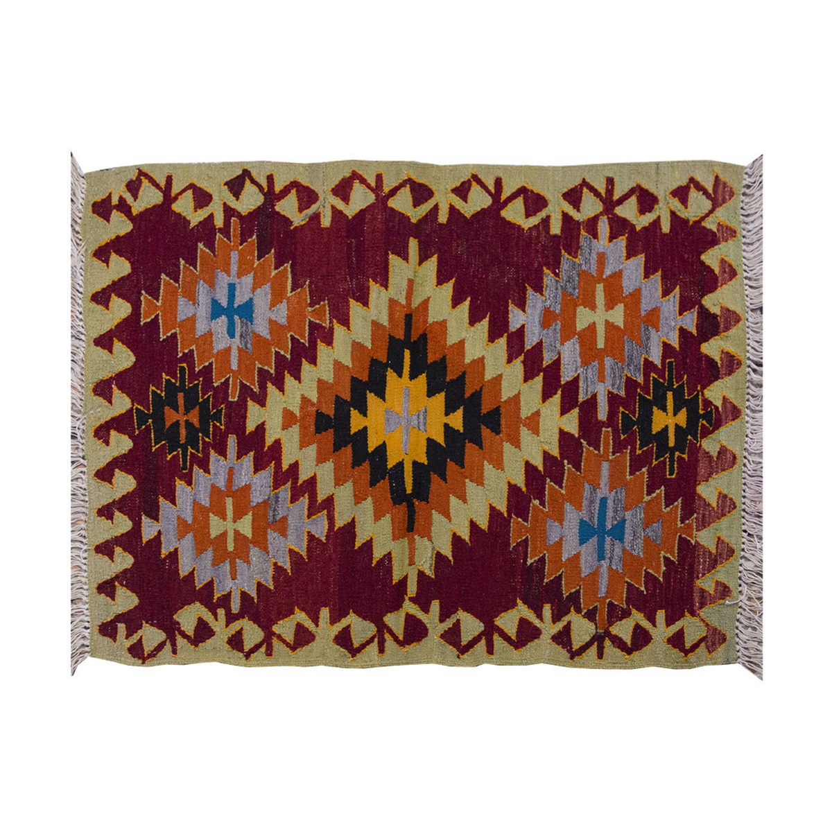 Vintage Kilim Rug,Denizli Kilim 2'7" x 3'1" feet 80 x 95 cm