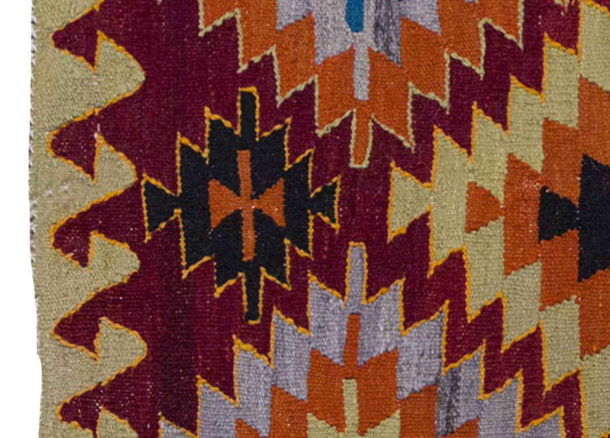 Vintage Kilim Rug,Denizli Kilim 2'7" x 3'1" feet 80 x 95 cm