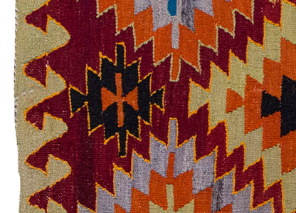 Vintage Kilim Rug,Denizli Kilim 2'7" x 3'1" feet 80 x 95 cm