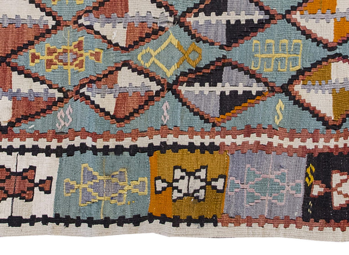 Vintage Kilim Rug,Cihanbeyli Konya Kilim 2'7" x 5'1" feet 79 x 155 cm