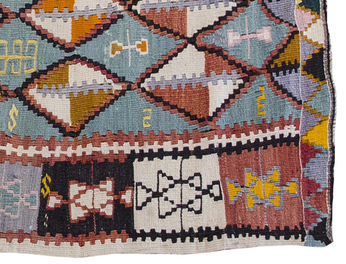 Vintage Kilim Rug,Cihanbeyli Konya Kilim 2'7" x 5'1" feet 79 x 155 cm