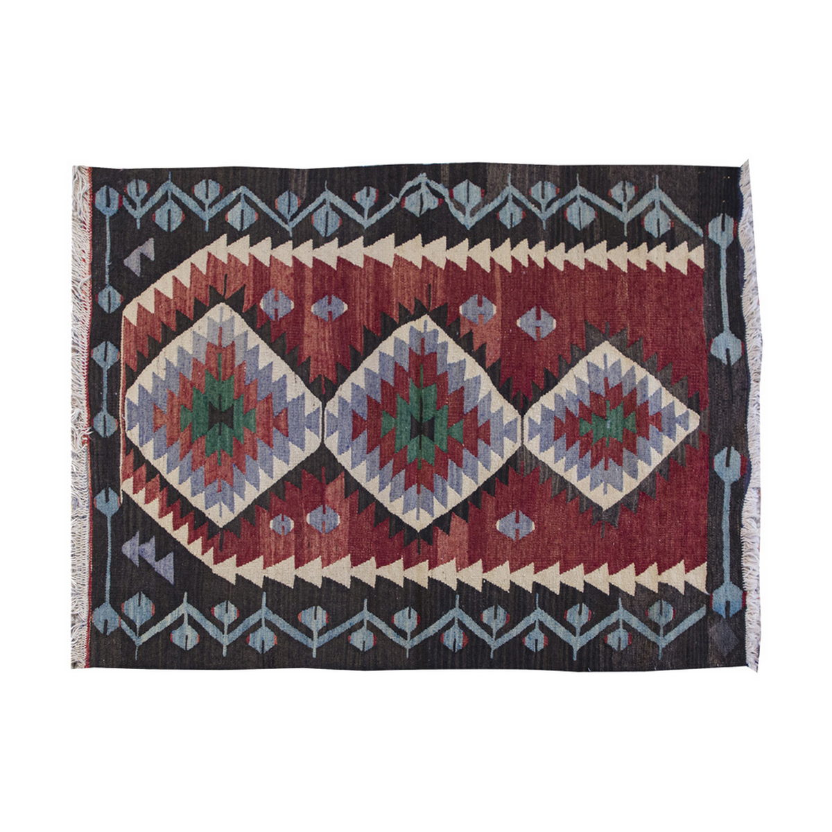 Vintage Kilim Rug,Denizli Kilim 2'8" x 4" feet 82 x 121 cm