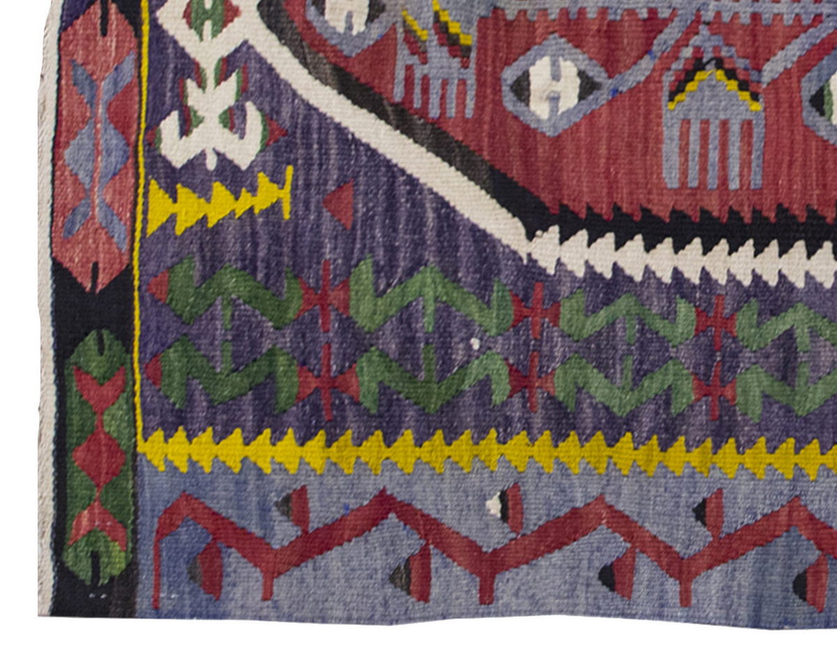 Vintage Kilim Rug,Denizli Kilim 2'9" x 3'8" feet 83 x 112 cm