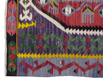 Vintage Kilim Rug,Denizli Kilim 2'9" x 3'8" feet 83 x 112 cm